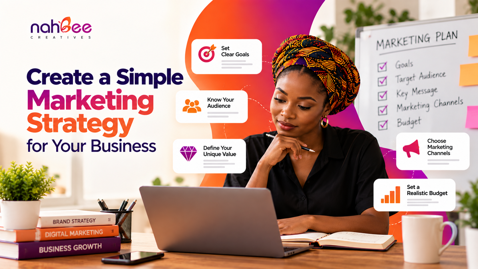 Small business owner planning a simple strategy to market a small business in Nigeria.